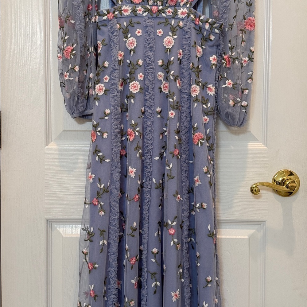 Mac Duggal 35107 Purple Long Sleeve Embellished Cut Out A-Line Gown Size 2 NWT - Picture 7 of 15